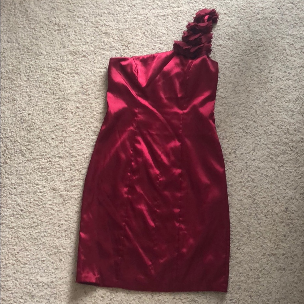 Size 7 Red One Shoulder Satin Maurices Dress